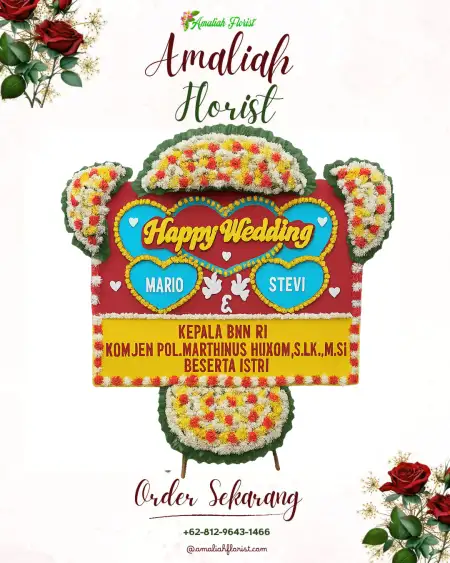 Papan Bunga Pernikahan Maleber